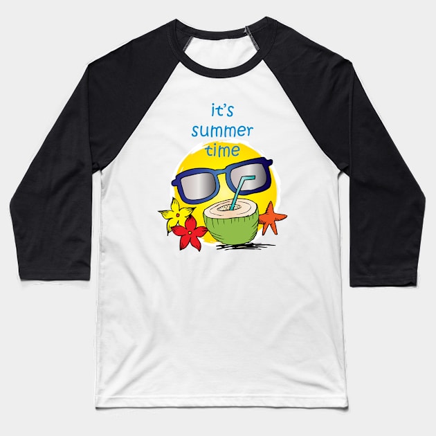 Summer time vector banner design Baseball T-Shirt by Handini _Atmodiwiryo